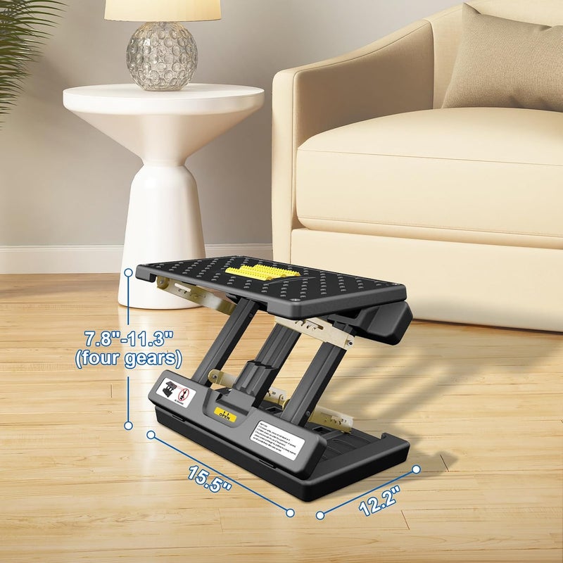 Arejonner Foldable Foot Rest, Computer Foot Rest Under Desk, 12Modes Adjustable Ergonomic for Office, Loading Capacity 80 pounds, Removable Soft Cloth Pad, Yellow - Image 5